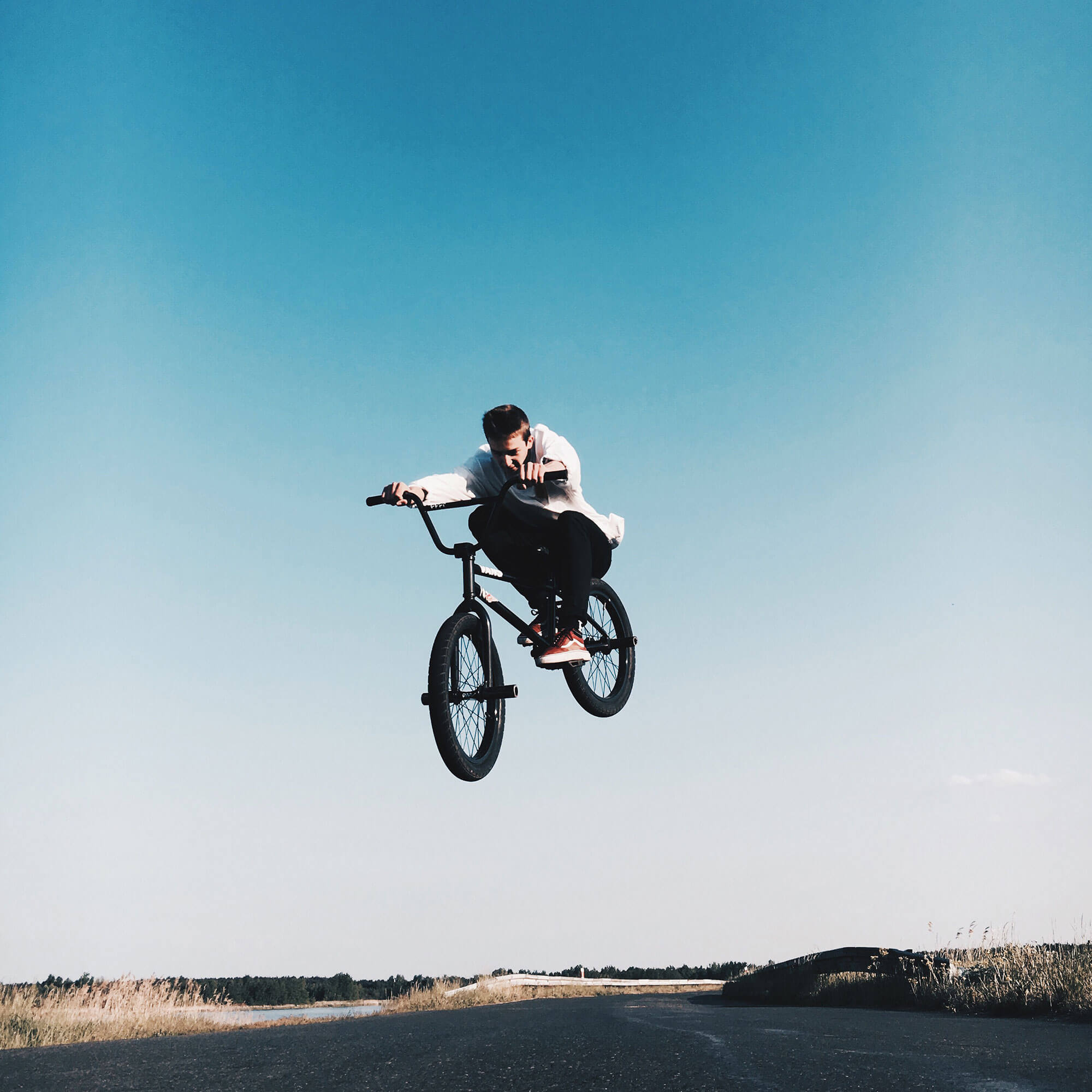 Boy on bmx in air